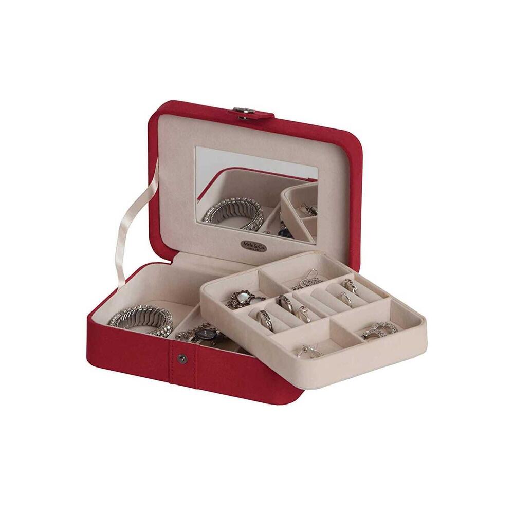 Mele & Co. Giana Plush Fabric Jewelry Box with Lift Out Tray Red